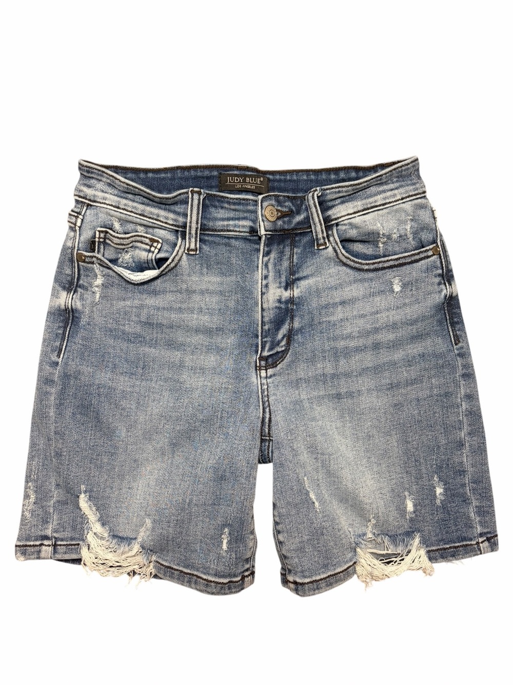 Judy Blue Elara High Waist Distressed Bermuda Jean Shorts Size Medium